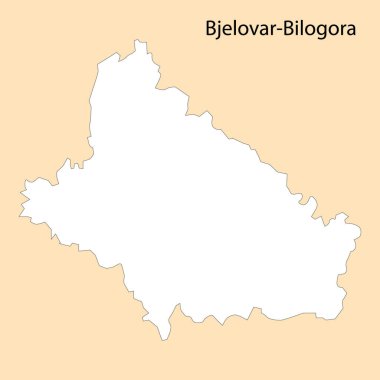 Bjelovar-Bilogora 'nın Yüksek Kalite Haritası, bölge sınırları bulunan Hırvatistan' ın bir bölgesi.