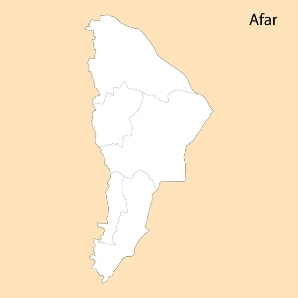 Χάρτης Υψηλής Ποιότητας Του Afar Είναι Μια Περιοχή Της Αιθιοπίας — Διανυσματικό Αρχείο