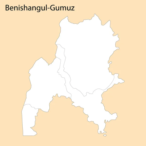 Carte Haute Qualité Benishangul Gumuz Est Une Région Ethiopie Avec — Image vectorielle