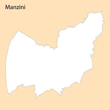 Manzini 'nin yüksek kalite haritası, ilçelerin sınırlarıyla Eswatini' nin bir bölgesidir.
