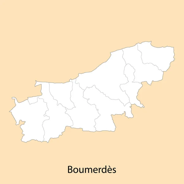 Högkvalitativ Karta Över Boumerdes Provins Algeriet Med Gränserna För Distrikten — Stock vektor