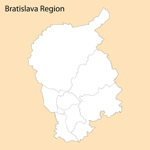 Mapa Alta Calidad Región Bratislava Una Provincia Eslovaquia Con Fronteras — Archivo Imágenes Vectoriales