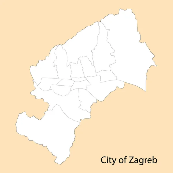 Mapa Alta Calidad Ciudad Zagreb Una Región Croacia Con Las — Vector de stock