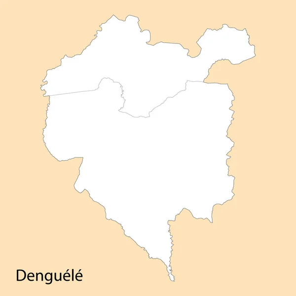 Högkvalitativ Karta Över Denguele Region Elfenbenskusten Med Gränserna För Distrikten — Stock vektor