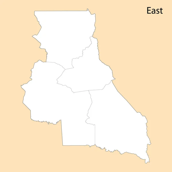 東地域の高品質の地図は カメルーンの州です 地区の境界線と — ストックベクタ