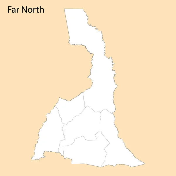 Карта Высокого Качества Крайнего Севера Провинция Камерун Границами Районов — стоковый вектор