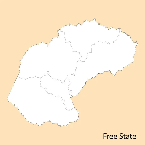 Free State 의높은 지도는 지역의 경계가 남아프리카 공화국의 지역이다 — 스톡 벡터