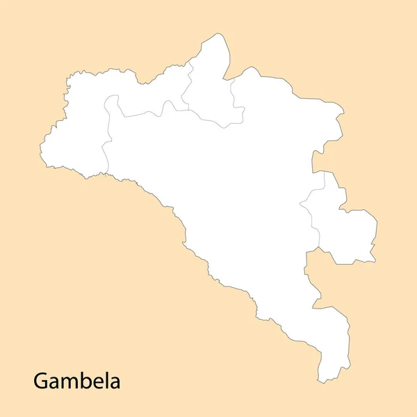 Carte Haute Qualité Gambela Est Une Région Ethiopie Avec Des — Image vectorielle