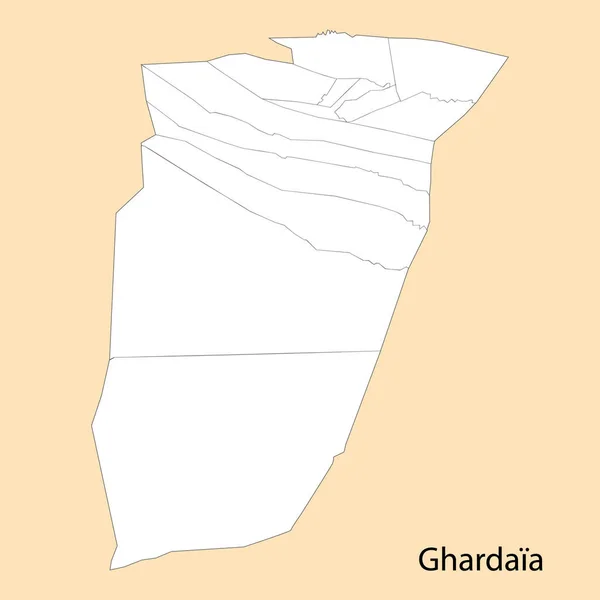 Mapa Alta Calidad Ghardaia Una Provincia Argelia Con Fronteras Los — Vector de stock
