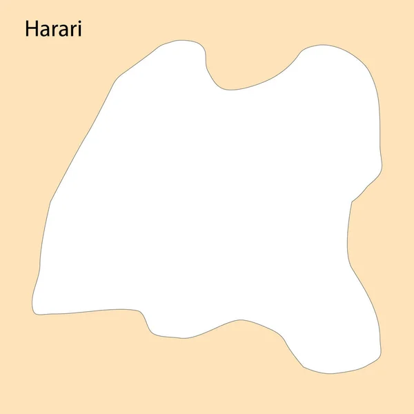 Mapa Alta Calidad Harari Una Región Etiopía Con Fronteras Los — Vector de stock