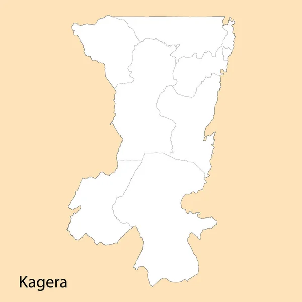 Χάρτης Υψηλής Ποιότητας Της Kagera Είναι Μια Περιοχή Της Τανζανίας — Διανυσματικό Αρχείο