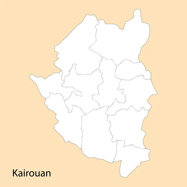 Kairouan 의높은 지도는 구역들의 경계가 튀니지의 지역이다 — 스톡 벡터