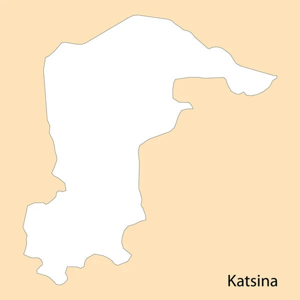 Högkvalitativ Karta Över Katsina Region Nigeria Med Gränserna För Distrikten — Stock vektor