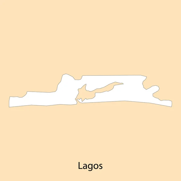 Mapa Alta Qualidade Lagos Uma Região Nigéria Com Fronteiras Dos — Vetor de Stock
