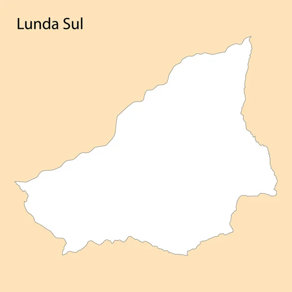 Högkvalitativ Karta Över Lunda Sul Region Angola Med Gränser Till — Stock vektor