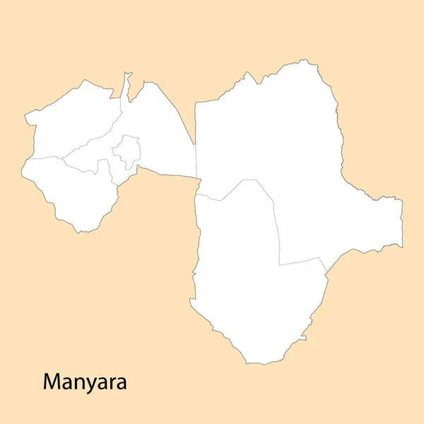 Carte Haute Qualité Manyara Est Une Région Tanzanie Avec Des — Image vectorielle