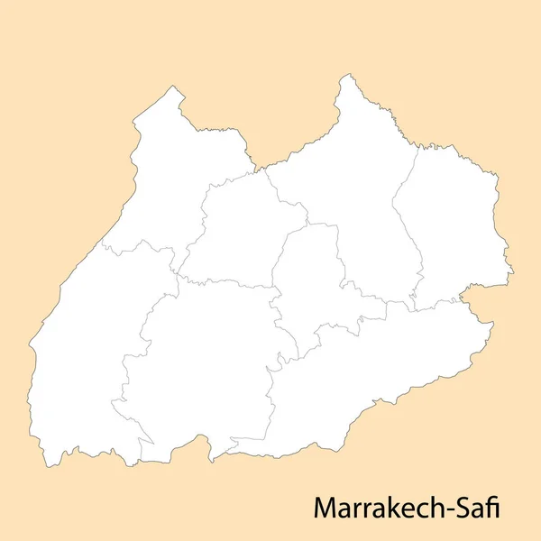 Högkvalitativ Karta Över Marrakech Safi Provins Marocko Med Gränserna För — Stock vektor