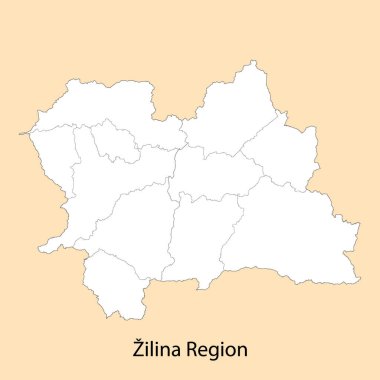Zilina Bölgesi 'nin Yüksek Kalite Haritası, Slovakya' da il.