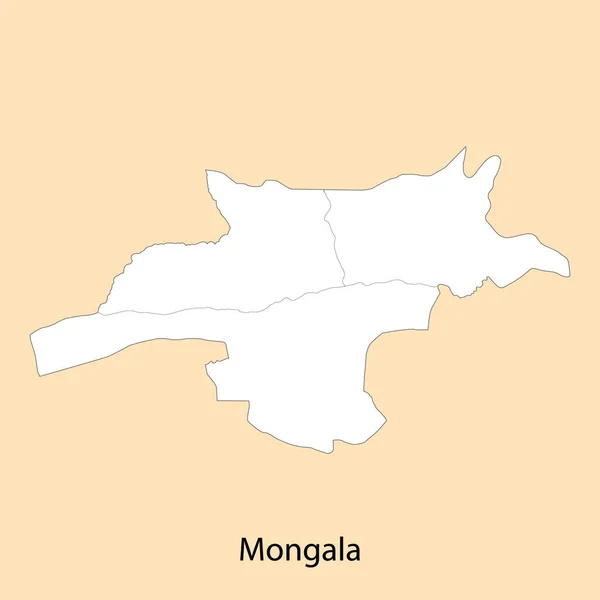 Карта Высокого Качества Монгала Является Регионом Конго Границами Районов — стоковый вектор