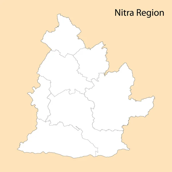 ニトラ地方の高品質の地図は 地区の境界線と スロバキアの州です — ストックベクタ