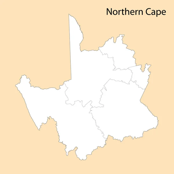 Högkvalitativ Karta Över Norra Kapprovinsen Region Sydafrika Med Distriktens Gränser — Stock vektor