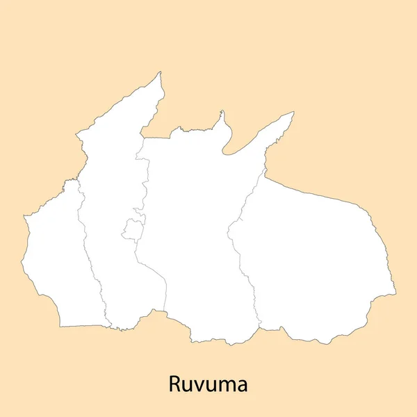 Carte Haute Qualité Ruvuma Est Une Région Tanzanie Avec Des — Image vectorielle