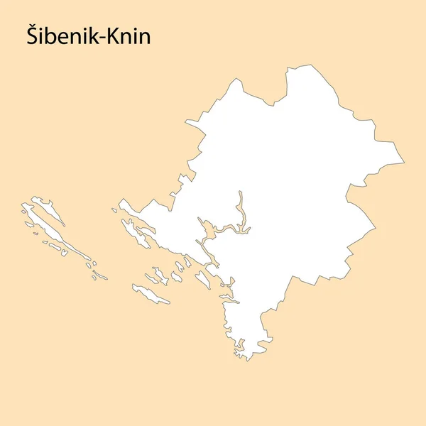 Mapa Alta Calidad Sibenik Knin Una Región Croacia Con Fronteras — Vector de stock