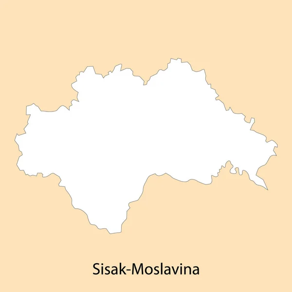 Wysokiej Jakości Mapa Sisak Moslavina Region Chorwacji Granicami Powiatów — Wektor stockowy