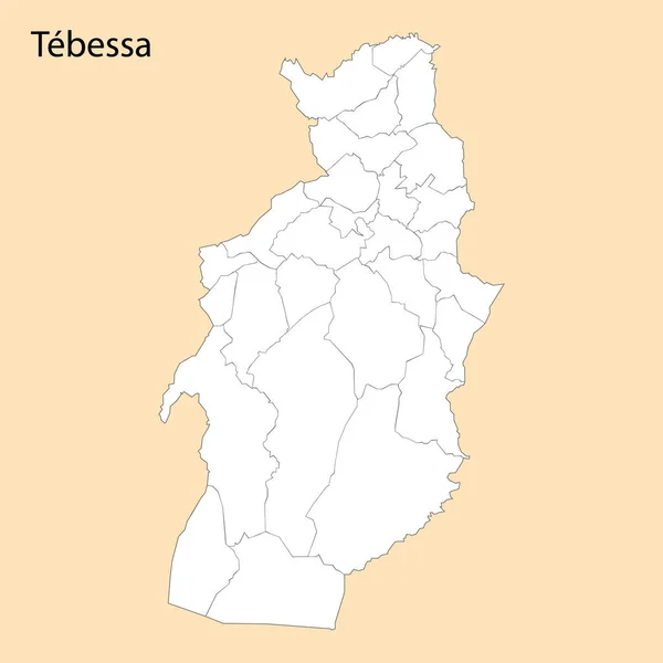 Χάρτης Υψηλής Ποιότητας Της Tebessa Είναι Μια Επαρχία Της Αλγερίας — Διανυσματικό Αρχείο