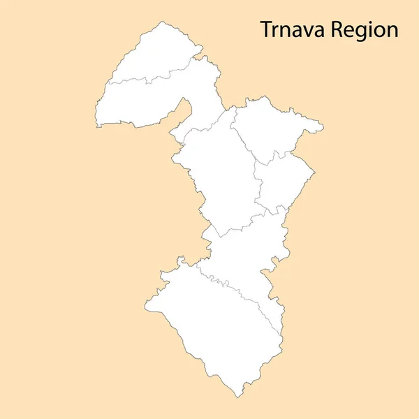 Wysokiej Jakości Mapa Regionu Trnava Jest Prowincją Słowacji Granicami Powiatów — Wektor stockowy
