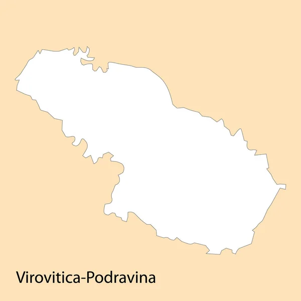 Wysokiej Jakości Mapa Virovitica Podravina Jest Regionem Chorwacji Granicami Powiatów — Wektor stockowy