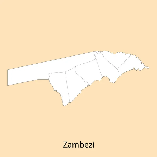 ザンベジの高品質な地図ザンベジはナミビアの地域で 地区の境界線があります — ストックベクタ