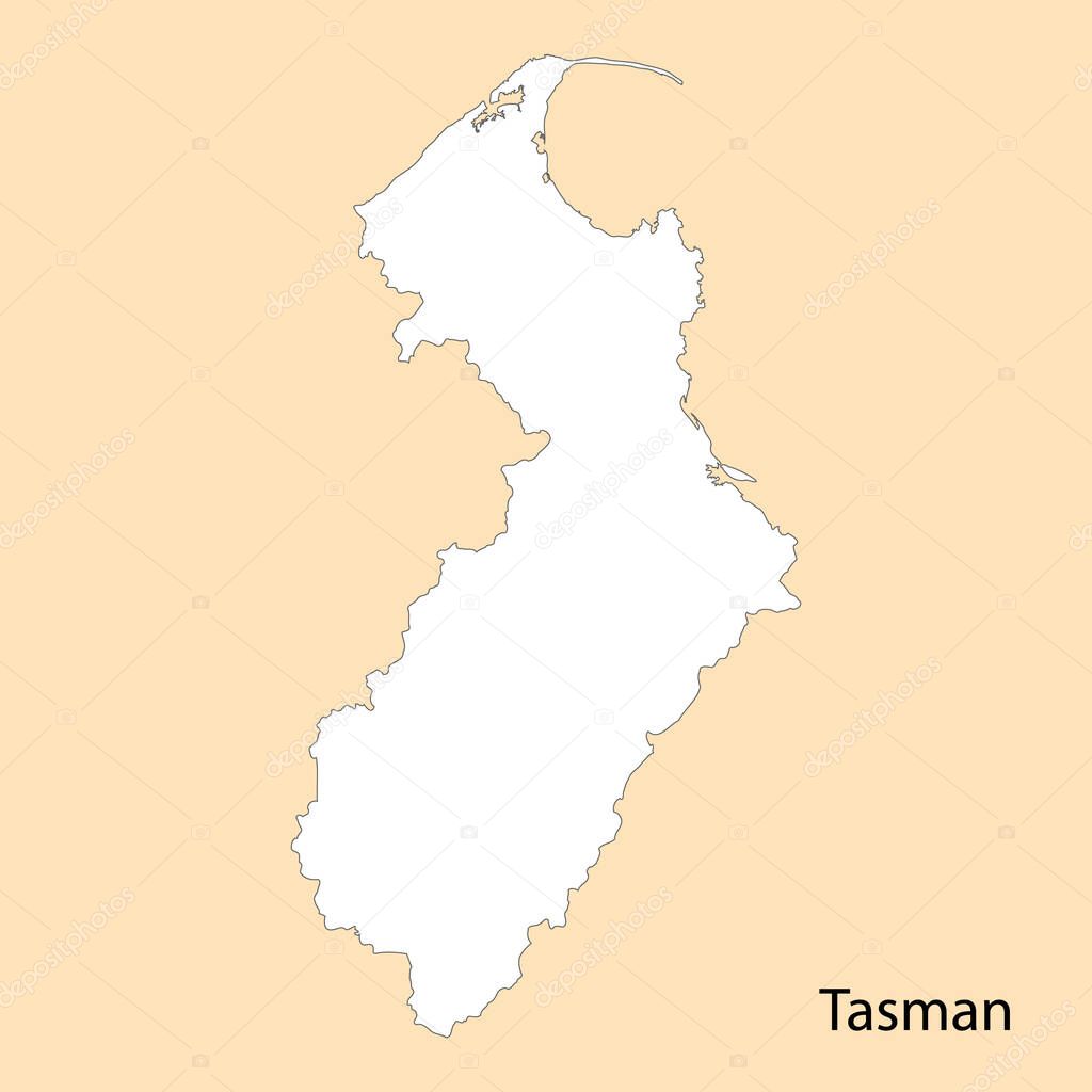 High Quality map of Tasman is a region of New Zealand, with borders of the districts
