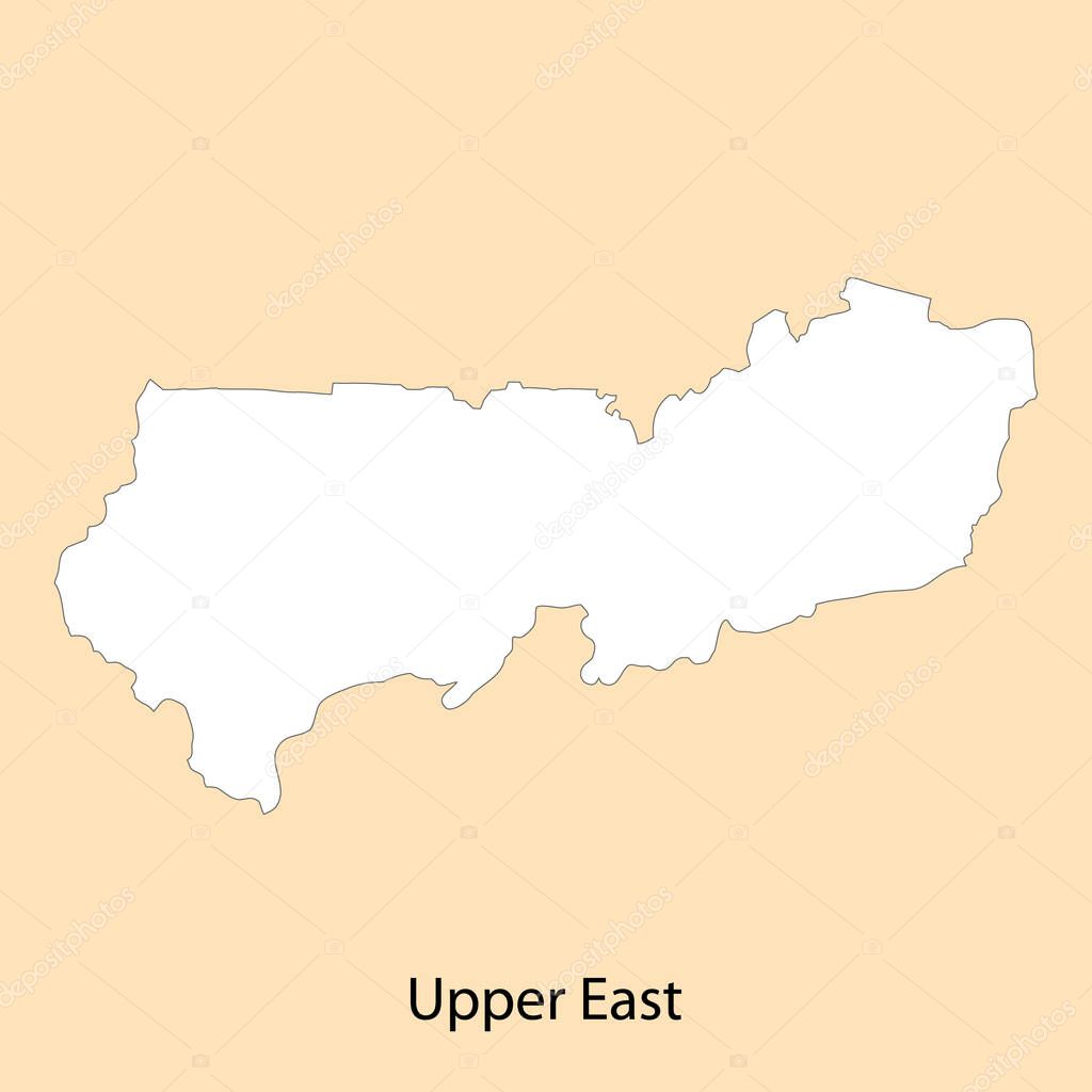 High Quality map of Upper East is a region of Ghana, with borders of the districts