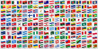 All world countries official national flags. Wave flag design
