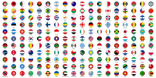 All world countries official national flags. Circle flag design