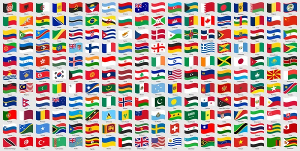 All world countries official national flags. Wave flag design