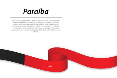 Waving ribbon or banner with flag of Paraiba is a state of Brazil