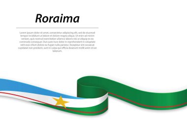 Waving ribbon or banner with flag of Roraima is a state of Brazil