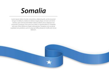 Somali bayrağıyla kurdele ya da bayrak sallıyor. Bağımsızlık Günü poster tasarımı için şablon
