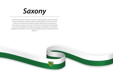 Waving ribbon or banner with flag of Saxony is a state of Germany