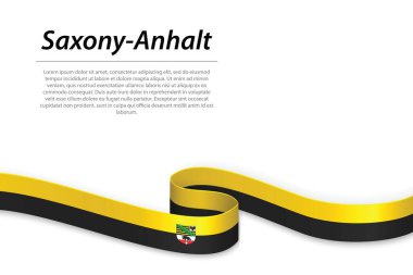 Waving ribbon or banner with flag of Saxony-Anhalt is a state of Germany