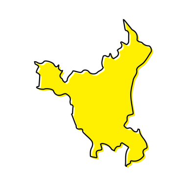 Simple outline map of Haryana is a state of India. Stylized minimal line design