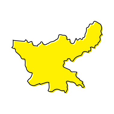 Simple outline map of Jharkhand is a state of India. Stylized minimal line design