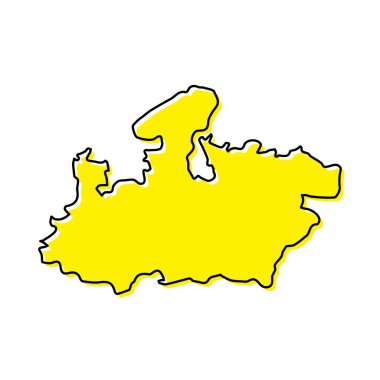 Simple outline map of Madhya Pradesh is a state of India. Stylized minimal line design