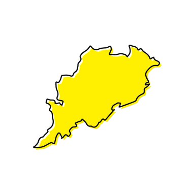 Simple outline map of Odisha is a state of India. Stylized minimal line design