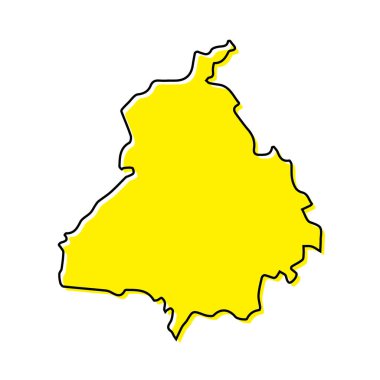 Simple outline map of Punjab is a state of India. Stylized minimal line design