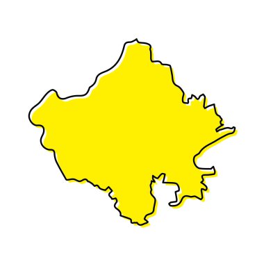 Simple outline map of Rajasthan is a state of India. Stylized minimal line design
