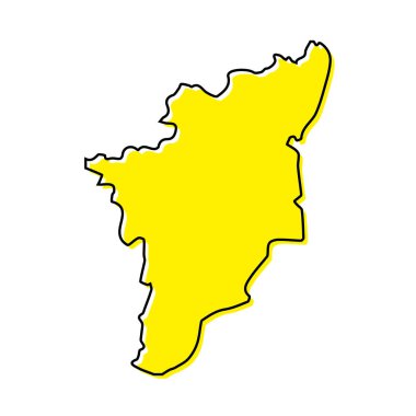 Simple outline map of Tamil Nadu is a state of India. Stylized minimal line design