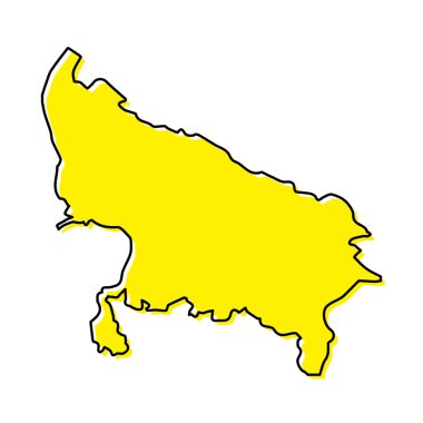 Simple outline map of Uttar Pradesh is a state of India. Stylized minimal line design